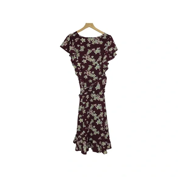 max studio ruffle sleeve midi dress MAX STUDIO Women's Ruffle Shirred Georgette Midi Dress - Brown